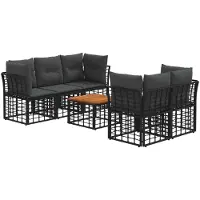 vidaXL Ensemble de salon de jardin 6 pièces, noir et gris foncé, en résine tressée