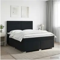 vidaXL Lit boxspring avec matelas noir 140 x 190 cm Tissu