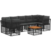 vidaXL Ensemble de salon de jardin 8 pièces, noir et gris foncé, en résine tressée