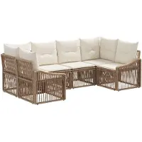 vidaXL Ensemble de canapés de jardin , 6 pièces, couleur beige, en résine tressée