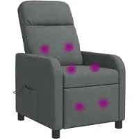 vidaXL Fauteuil de massage relax, couleur gris foncé, revêtement en tissu