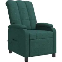 vidaXL Fauteuil de relaxation massant, couleur vert foncé, revêtement en tissu