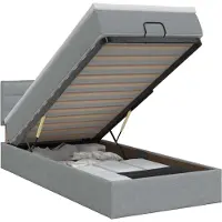 Syfax Banc coffre Ottoman avec matelas, couleur gris clair, 90 x 200 cm, revêtement en tissu