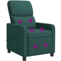 vidaXL Fauteuil de relaxation massant, couleur vert foncé, revêtement en tissu