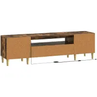 vidaXL Meuble TV LED en bois imitation chêne fumé