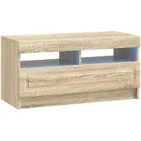 Syfax Meuble TV LED en bois imitation chêne Sonoma