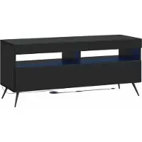 Syfax Meuble TV LED, noir, en panneaux de particules