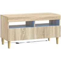 Syfax Meuble TV LED en bois imitation chêne Sonoma