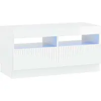 vidaXL Meuble TV LED, blanc brillant, en panneaux de particules