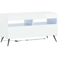 Syfax Meuble TV LED BREDA, blanc brillant, fabriqué en panneaux de particules