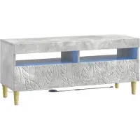 Syfax Meuble TV LED, couleur gris béton, matériau composite en bois