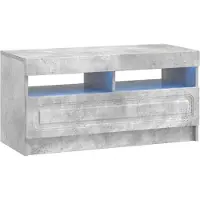 Syfax Meuble TV LED, couleur gris béton, matériau composite en bois