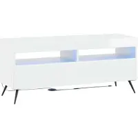 Syfax Meuble TV LED, finition laquée blanche, en panneaux de particules