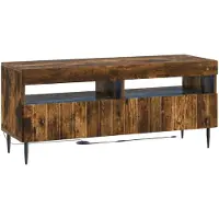 vidaXL Meuble TV LED en bois imitation chêne fumé