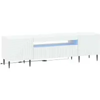 Syfax Meuble TV LED, blanc, en panneaux de particules
