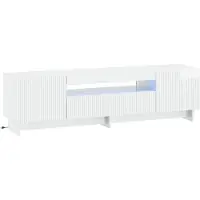 vidaXL Meuble TV LED, blanc brillant, en panneaux de particules