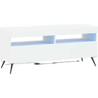 Syfax Meuble TV LED, blanc, en panneaux de particules