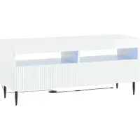 vidaXL Meuble TV LED, blanc brillant, en panneaux de particules