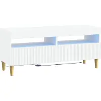 Syfax Meuble TV LED, blanc, en panneaux de particules