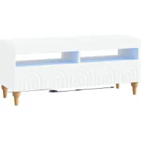 Syfax Meuble TV LED, blanc, en panneaux de particules