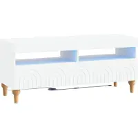 vidaXL Meuble TV LED blanc en panneaux de particules