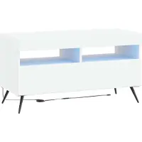 Syfax Meuble TV LED, blanc, en panneaux de particules