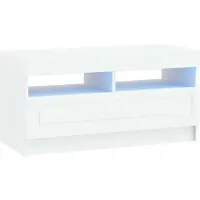Syfax Meuble TV LED, blanc, en panneaux de particules