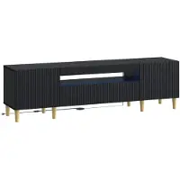 vidaXL Meuble TV LED noir en panneaux de particules