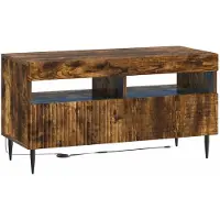 vidaXL Meuble TV LED en bois imitation chêne fumé