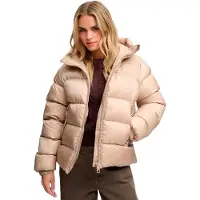 Superdry Hooded Shine Puffer Jacket Beige 2XL Femme