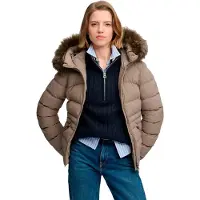 Superdry Faux Fur Fuji Padded Jacket Marron 2XL Femme