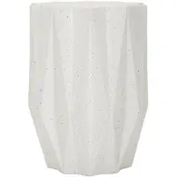 Mauro Ferretti Table Basse Modern Star En Mgo Crème Ø 38,5 X 53 Cm - Géométries Facettées Et Design Sculptural Effet Pierre