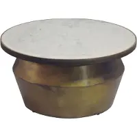 Wohnling Table basse , 60 cm, aluminium avec plateau en marbre blanc. Table ronde pour salon, table d'appoint pour canapé, table d'angle, table de luxe, fabriquée à la main