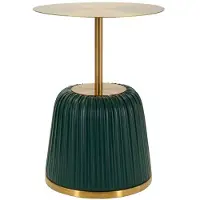 Mauro Ferretti Table Basse Egle Verde - Table Basse Ronde En Métal Et Polyuréthane, Ø 40 X 55 Cm, Finition Verte Et Grise - Collection Glam Line