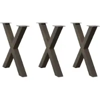 vidaXL Pieds de table de salle à manger en X 3 pcs. Acier naturel 80x(72-73) cm Acier