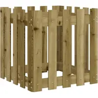 vidaXL Jardinière avec design de clôture 50x50x50 cm pin imprégné