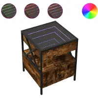 vidaXL Table de chevet avec LED infini chêne fumé 40x40x51 cm