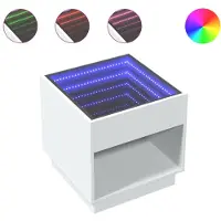 vidaXL Table de chevet avec LED infini blanc 50x50x50 cm