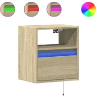 vidaXL Tables de chevet murales avec lumières LED 2 pcs chêne sonoma