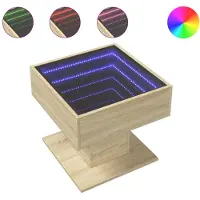 vidaXL Table basse LED Chêne Sonoma 50x50x45 cm Matériau dérivé du bois
