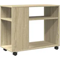 vidaXL Table d'appoint avec roues Chêne sonoma bois d'ingénierie