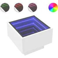 vidaXL Table d'appoint avec LED Blanc 40x40x30 cm Bois composite