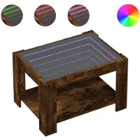vidaXL Table basse LED chêne fumé 73x53x45 cm bois composite