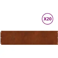 vidaXL Bordure de jardin, 20 pièces, 25 x 103 cm, acier résistant aux intempéries, aspect rouille