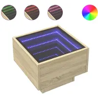 vidaXL Table de chevet avec LED infini chêne sonoma 40x40x30 cm