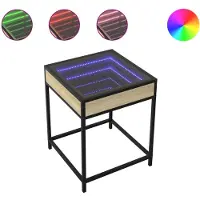 vidaXL Table de chevet avec LED infini chêne sonoma 40x40x51 cm