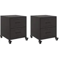 vidaXL Tables de chevet 2 pcs noir 36x39x43,5 cm acier