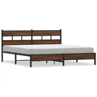 vidaXL Lit métallique sans matelas brun aspect chêne 180x200 cm