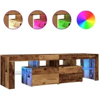 vidaXL Armoire TV avec LED imitation vieux bois 140x36,5x40 cm Bois composite