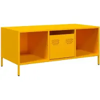 vidaXL Table basse jaune moutarde 101,5x50x43,5 cm Acier laminé à froid